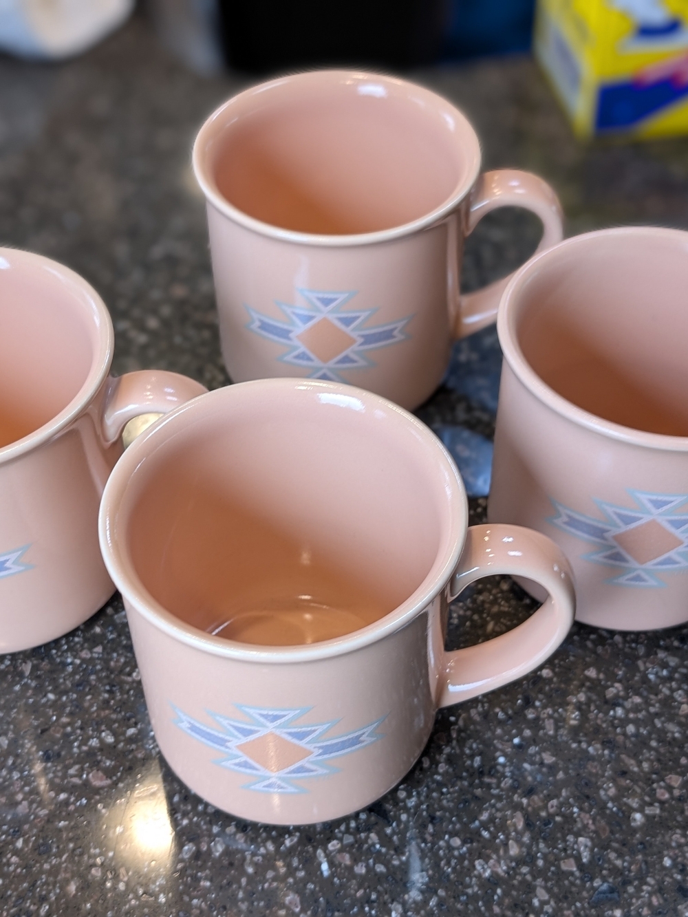 Vintage Treasurecraft Japan Southwest Stoneware Ceramic Mugs - Set Of 4
